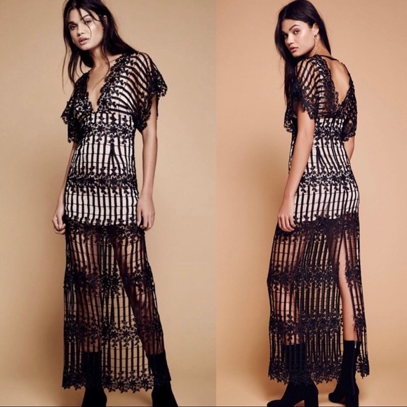 ✖️SOLD✖️Free People Night Whispers Lace Maxi Dress - Picture 2 of 8